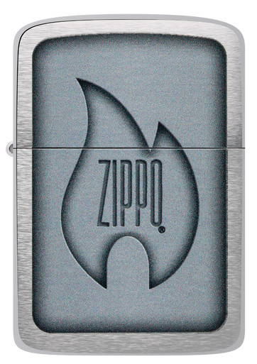 Zippo Brushed Chrome Flame Logo Lighter