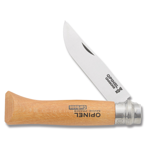 Opinel No. 08 Carbon Steel Folding Knife Beechwood