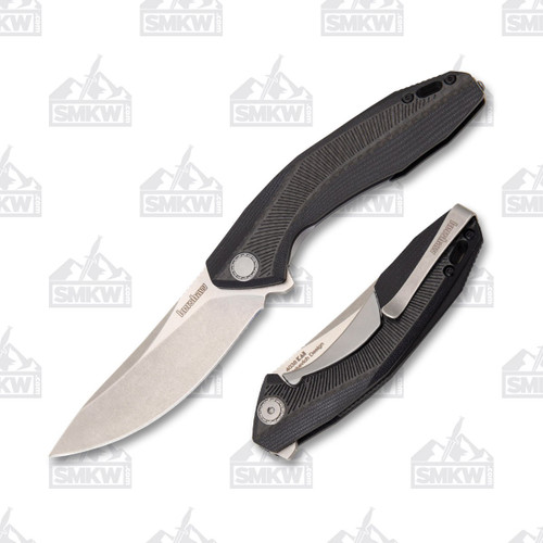Kershaw Tumbler Folding Knife Black 3.25in Stonewashed Drop Point Blade