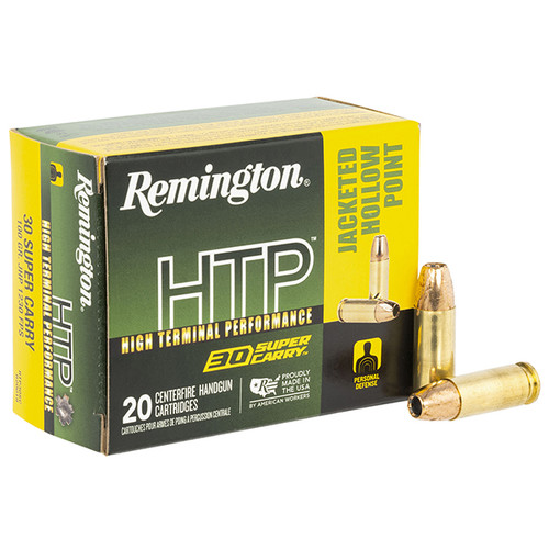 Remington HTP .30 Super Carry Handgun Ammunition 20 Rounds Brass Centerfire 100 Grain JHP