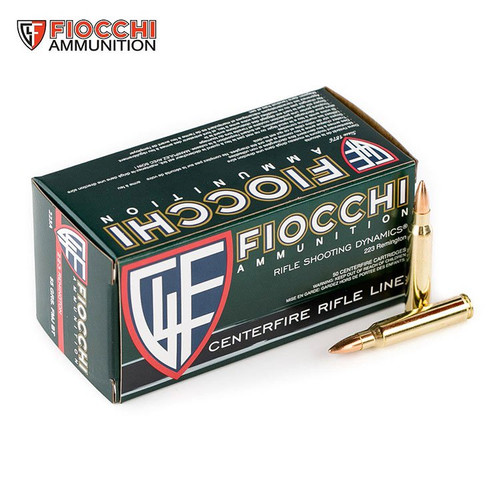 Fiocchi Shooting Dynamics 223 Remington Ammunition 55 Grain FMJ 50 Rounds