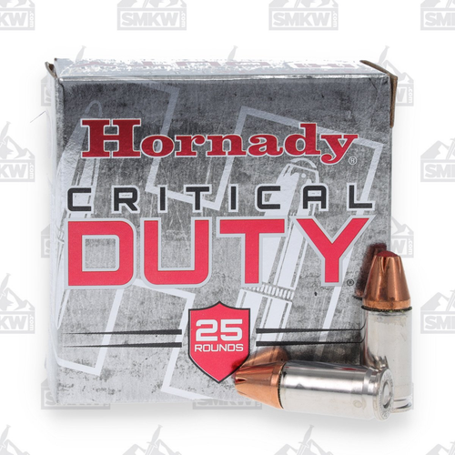 Hornady Critical Duty 9mm Luger +P Ammunition 135 Grain Brass Centerfire 25 Rounds PTFB