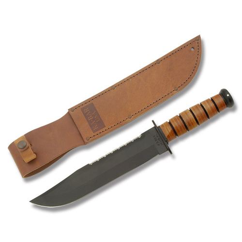 KA-BAR Big Brother Bowie Knife Stacked Leather Handle