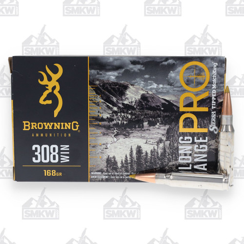 Browning Long Range Pro 308 Win 168 Grain Brass Sierra MatchKing 20 Rounds BTHP