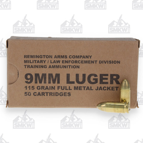 Remington Mil/LE Overrun 9mm Luger Ammunition 115 Grain 50 Rounds FMJ