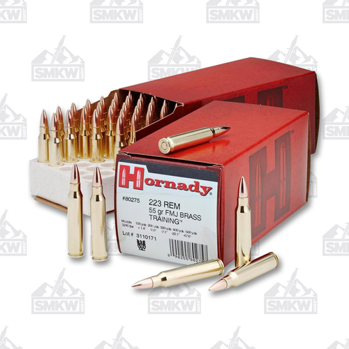 Hornady Custom 223 Remington Ammunition 55 Grain Brass Centerfire 50 Rounds FMJ