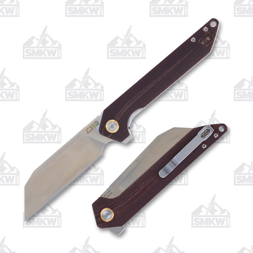 CJRB Rampart Folding Knife Burgundy Micarta SMKW Exclusive