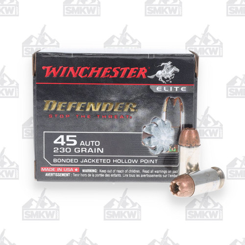 Winchester PDXI Defender 45 ACP Ammunition 230 Grain Bonded JHP 20 Rounds