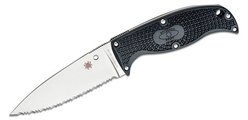 Spyderco Enuff 2 Fixed Blade Knife 3.95 Inch Serrated Satin Leaf