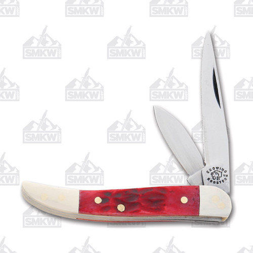 Frost Crowing Rooster Red Jigged Bone Two Blade Toothpick Folding Knife FRCR973RPB