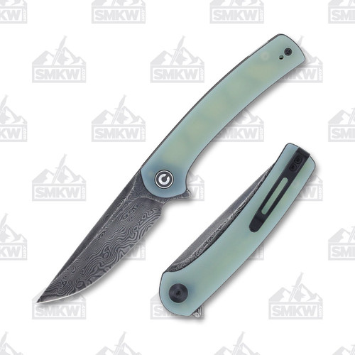 CIVIVI Mini Asticus Jade Green Damascus Drop Point