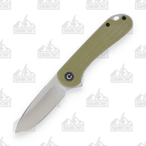 CIVIVI Elementum Olive Micarta 2.96 Inch Plain Satin Drop Point 1