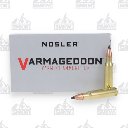 Nosler Varmageddon 308 Win Ammo 110 Grain 20 Rounds Brass VG FBT