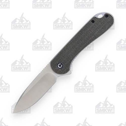 CIVIVI Elementum Dark Green Micarta 2.96 Inch Plain Satin Drop Point 1