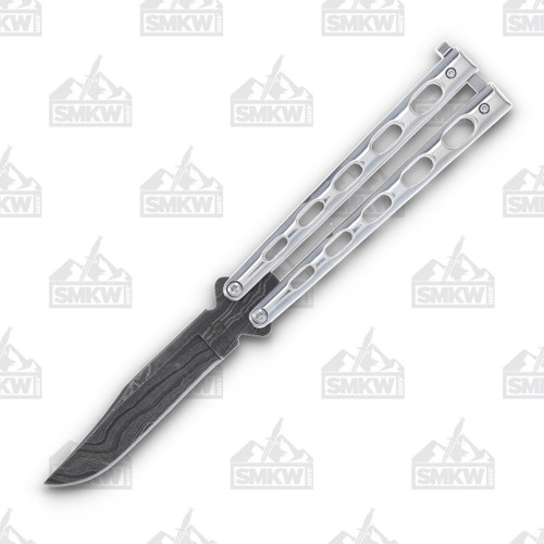 Bear & Son Balisong Damascus Silver