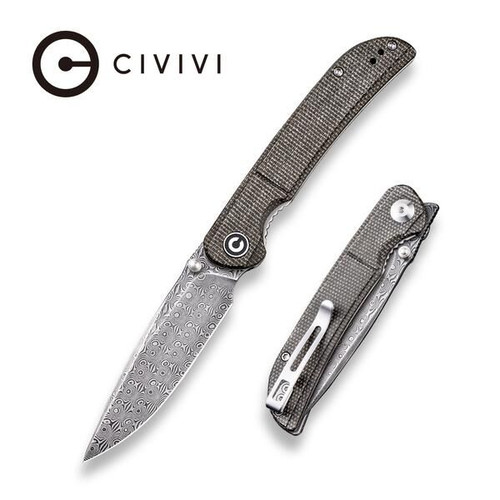 CIVIVI Imperium Damascus Dark Green Micarta