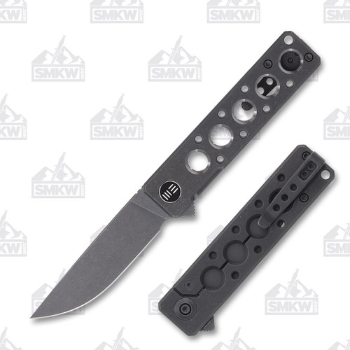 WE Knife Co Miscreant 3.0 Gray 3.02in Plain Gray Stonewash Drop Point Open and Closed