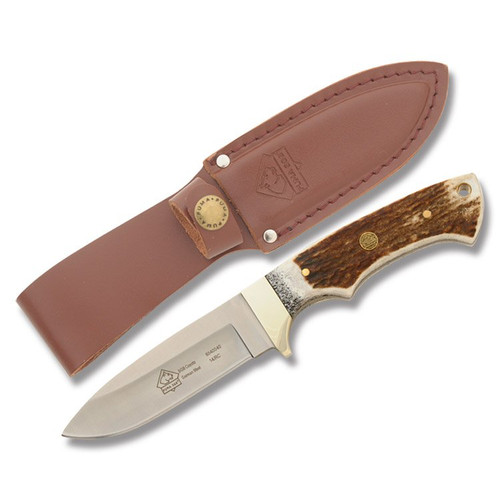 Puma SGB Stag Coyote Fixed Blade Knife 3.8in Plain Edge Antler Handle