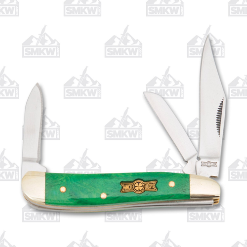 Uncle Lucky Swayback Folding Knife Green Smooth Bone 1