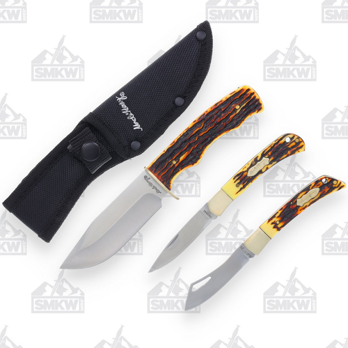 Uncle Henry 3pc Staglon Handle Knife Gift Set