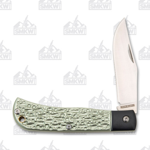 Rough Ryder Folding Knife Green Jigged Aluminum Front Open 1