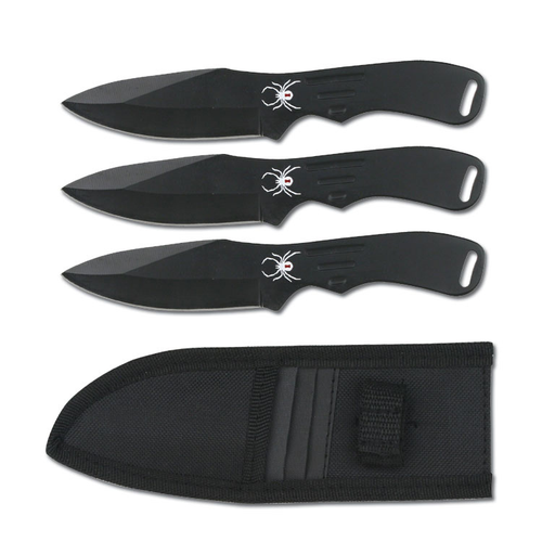 Perfect Point Spider Throwing Knife Black Three Piece Set