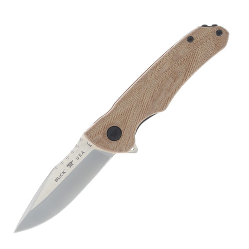 Buck 841 Sprint Pro Folding Knife Natural Micarta 3in Plain Satin Blade BU13437