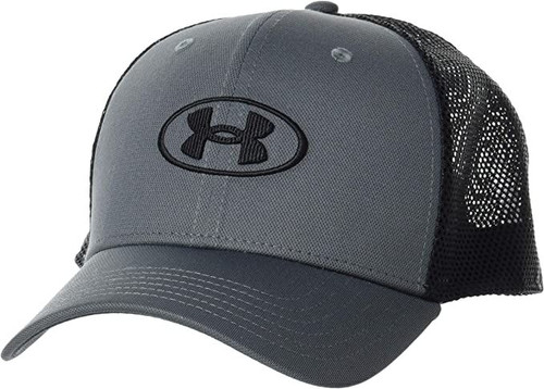 Under Armour Blitzing Trucker Hat Black Pitch Gray Mens One Size