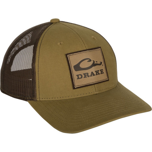 Drake Waterfowl Leather Patch Mesh Back Cap Bronze One Size