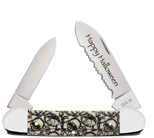 Case Halloween 2022 White Smooth Bone Canoe Folding Knife