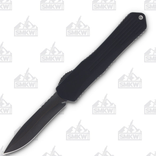 Heretic Manticore-X Recurve OTF Knife Tactical Black Automatic Knife - 3.75in Black DLC Recurve Plain