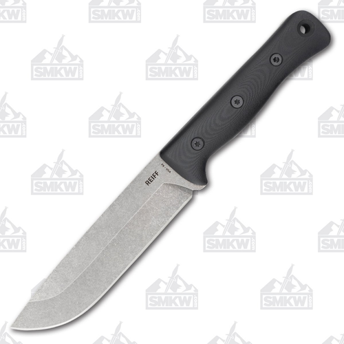 Reiff Knives F6 Leuku Survival Knife Acid Stonewash Black G10 Black Kydex Sheath