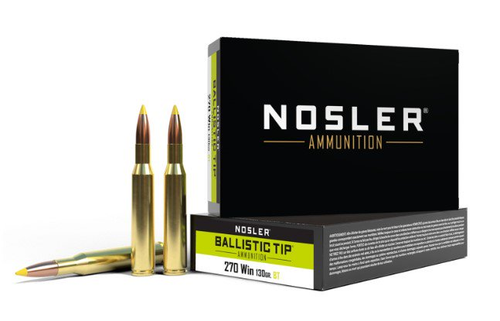 Nosler Ballistic Tip 270 Winchester Ammunition 130 Grain Polymer Tip 20 Rounds