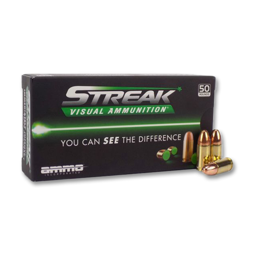 Ammo Inc Streak Green 9MM Luger Ammunition 124 Grain TMJ 50 Rounds