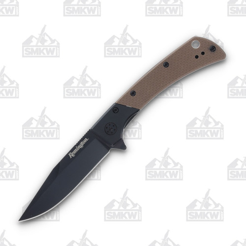 Remington EDC Linerlock Folding Knife Black Coated Tan G-10