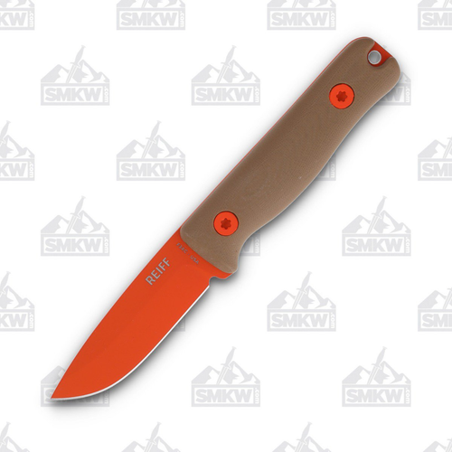 Reiff F3XC Hi-Vis Orange Coyote Tan G-10 (Brown Leather Sheath)