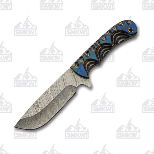 SZCO Supplies Blue River Hunter Fixed Blade 4.75in Damascus Blade