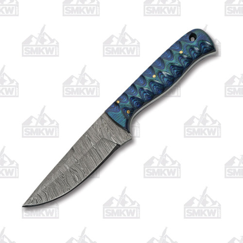 SZCO Supplies 8in Sapphire Exotic Hunter 8in Fixed Blade Damascus Knife