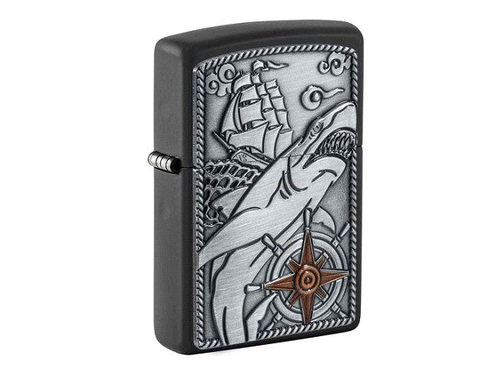 Zippo Ship & Shark Black Matte Lighter