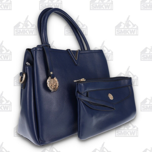 Leda's Fashions Navy Blue Verity Purse with Clutch