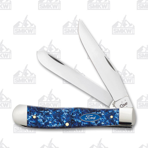 Case Ford Polar Artic Blue Kirinite Trapper Folding Knife