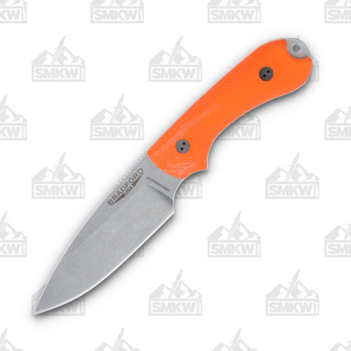 Bradford 3D Guardian 3 Orange 3.5in Plain Stonewash Drop Point