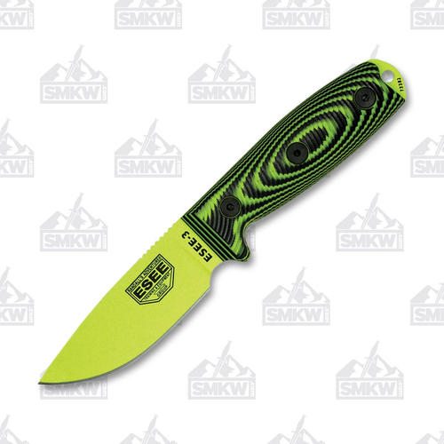 ESEE 3 Fixed Blade Knife Venom Green 1095 Blade 3D Venom Green and Black Handle