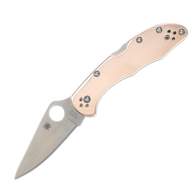 Spyderco Delica Folding Knife Bronze 2.9in Plain Satin Clip Point
