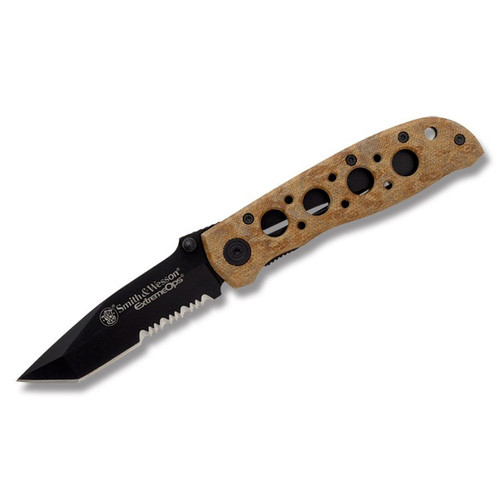 Smith & Wesson Extreme Ops Desert Folding Knife 3.25in Black PS Tanto