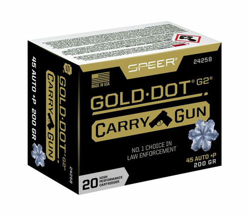 Speer Gold Dot G2 45 Auto +P Ammunition 200 Grain HP 20 Rounds