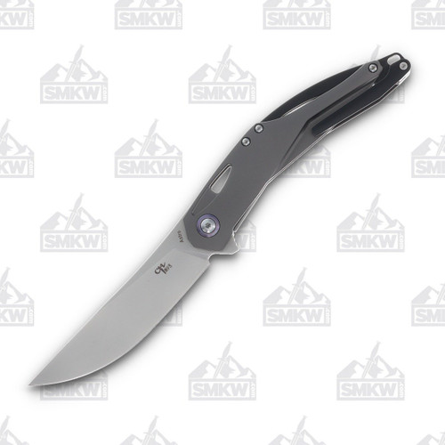 CH Knife Astro Folding Knife Gray Titanium 3.75In Bead Blasted Blade