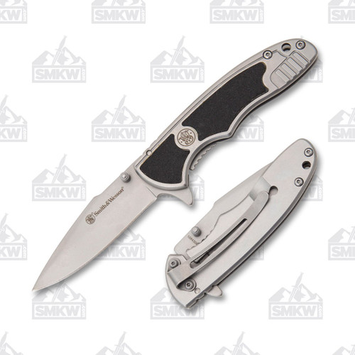 Smith & Wesson SW1100 Silver and Black Folding Knife 2.75in Drop Point