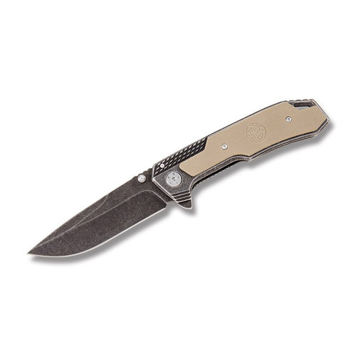 Smith & Wesson Stonewash & Tan G-10 Framelock Folding Knife