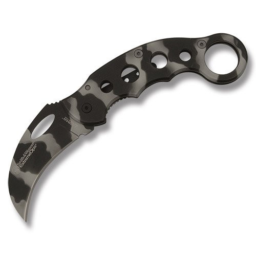 Smith & Wesson Extreme Ops Camo Karambit 3in Hawkbill Plain Blade